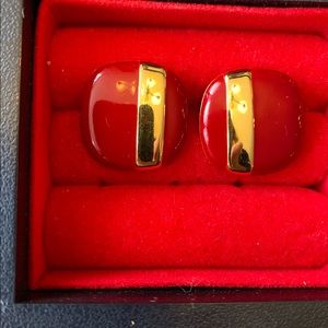 Vintage Red and Gold Earrings